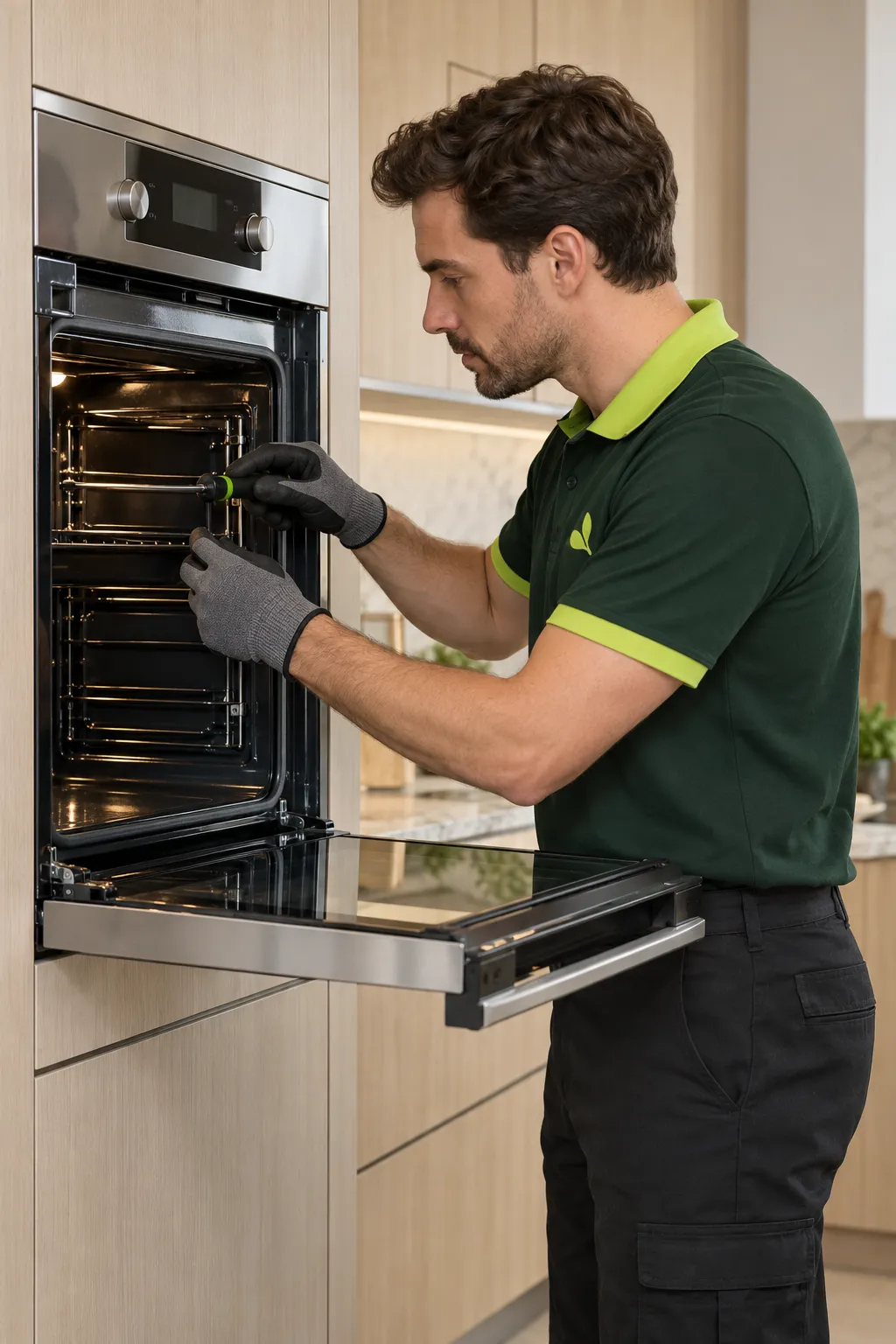 Técnico da Protec Service fazendo a manutenção de um forno de embutir